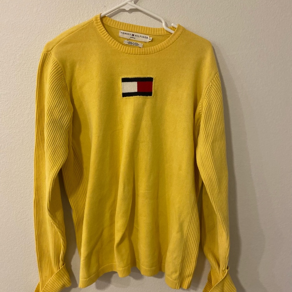 Tommy Hilfiger Yellow Crewneck cotton 90s sweater